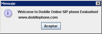 Mensaje: "Welcome to Doddle Online SIP"